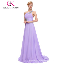 Grace Karin Frauen Mode eine Schulter Meerjungfrau lange wulstige lila prom Kleid CL2949-8